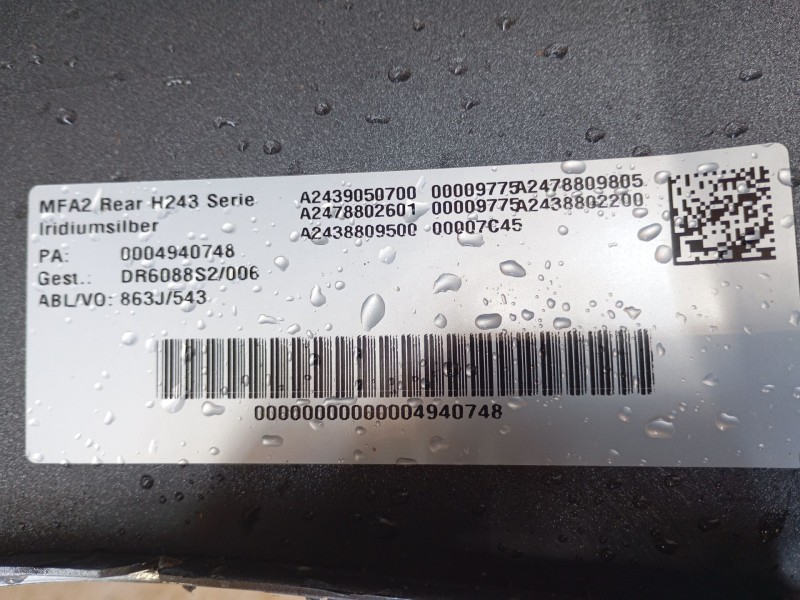 Recambio de paragolpes trasero para mercedes-benz eqa (h243) eqa 250+ (243.702) referencia OEM IAM 24788025019999  