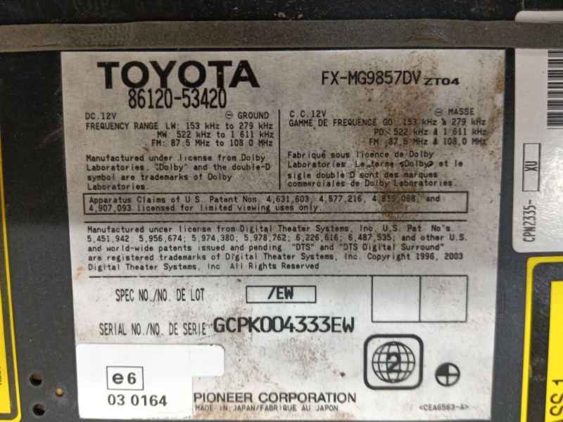 Recambio de sistema audio / radio cd para lexus is ii (_e2_) 220d (ale20) referencia OEM IAM 8612053420 8612053420 