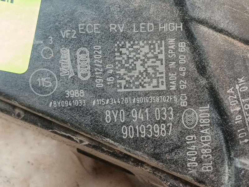 Recambio de faro izquierdo para audi a3 limousine (8ys, 8ym) 30 tfsi referencia OEM IAM 8Y0941033 90193987 