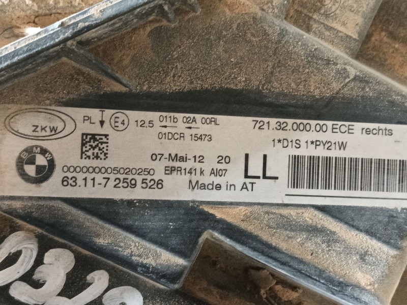 Recambio de faro derecho para bmw 3 (f30, f80) 320 d referencia OEM IAM   