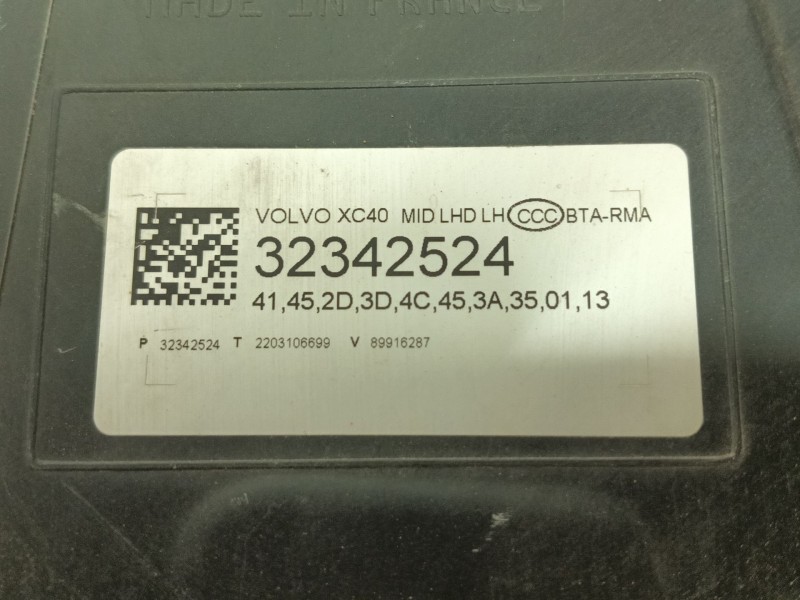 Recambio de faro izquierdo para volvo xc40 (536) t3 referencia OEM IAM 31655989 32342540 