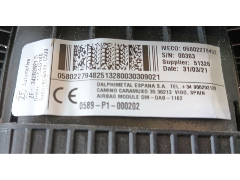 Recambio de airbag delantero izquierdo para iveco daily vi furgoneta 33s16, 35s16, 35c16, 40c16, 50c16 referencia OEM IAM   