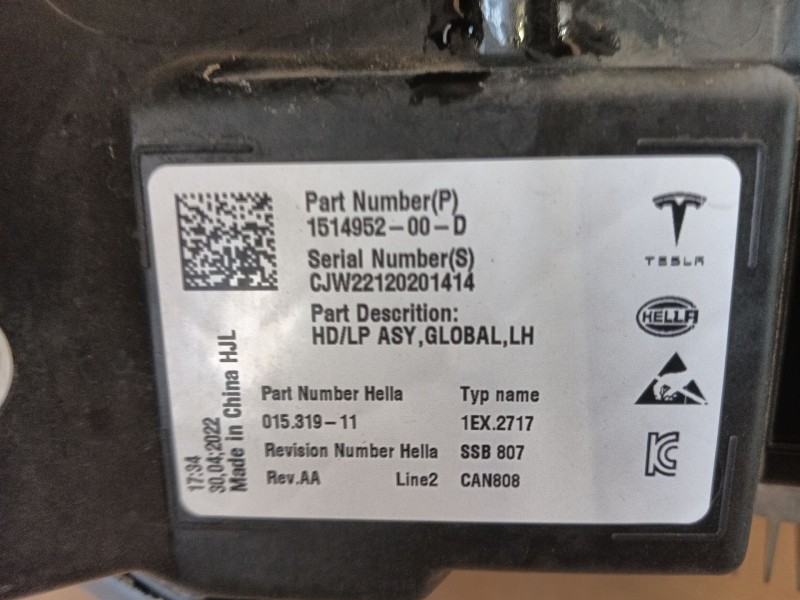 Recambio de faro izquierdo para tesla model 3 (5yj3) ev awd referencia OEM IAM   