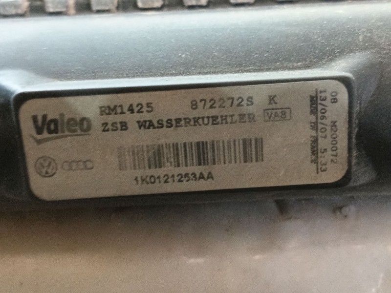 Recambio de radiador agua para volkswagen golf v (1k1) 1.9 tdi 4motion referencia OEM IAM 1K0121253AA 872272s 