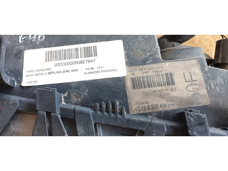 Recambio de faro derecho para bmw 3 (e46) 323 i referencia OEM IAM 63127165770  
