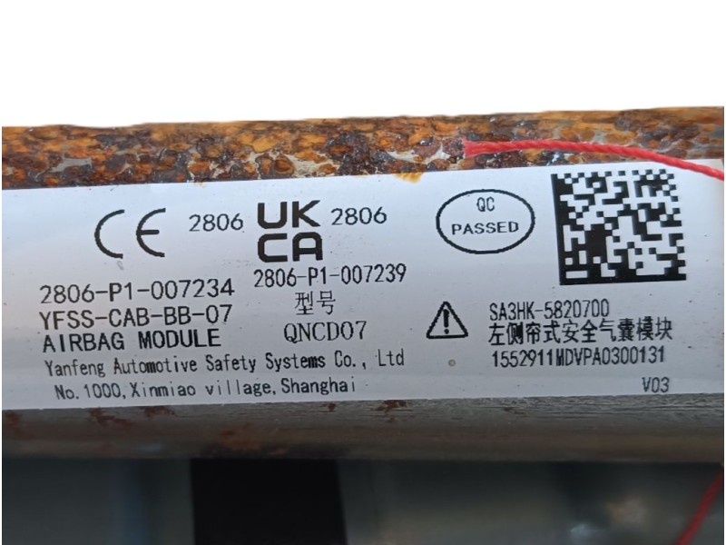 Recambio de airbag cortina delantero izquierdo para byd seal u referencia OEM IAM  2806P1007234 