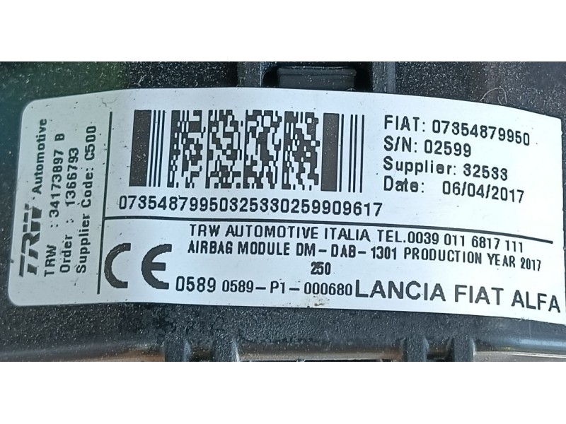 Recambio de airbag delantero izquierdo para fiat ducato caja/chasis (250_) 150 multijet 2,3 d referencia OEM IAM  07354879950 