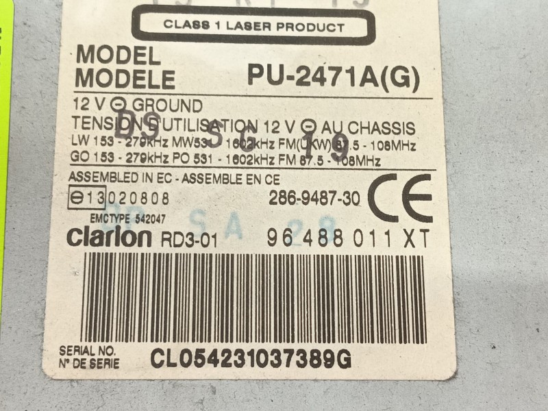 Recambio de sistema audio / radio cd para peugeot 206 hatchback (2a/c) 1.1 i referencia OEM IAM   