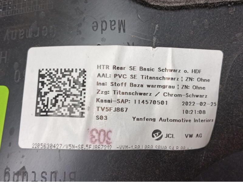 Recambio de guarnecido puerta trasera derecha para seat tarraco (kn2) 2.0 tdi referencia OEM IAM  5FJ867212 