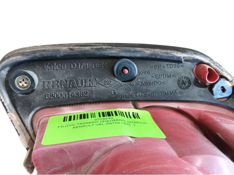Recambio de piloto trasero izquierdo interior para renault vel satis (bj0_) 3.0 dci (bj0j, bj0n) referencia OEM IAM  8200014362 