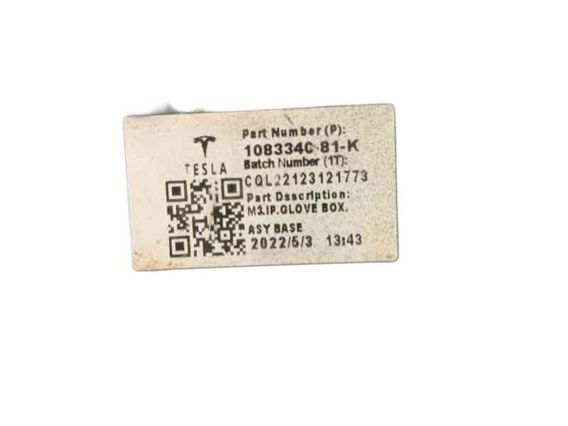 Recambio de guantera para tesla model 3 (5yj3) ev awd referencia OEM IAM 108334000H 108334081K 