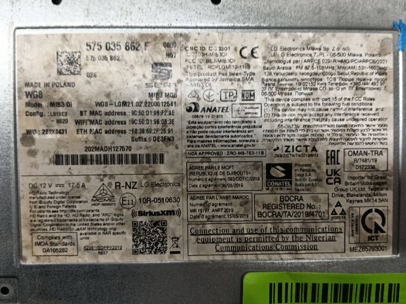 Recambio de sistema audio / radio cd para seat tarraco (kn2) 2.0 tdi referencia OEM IAM   