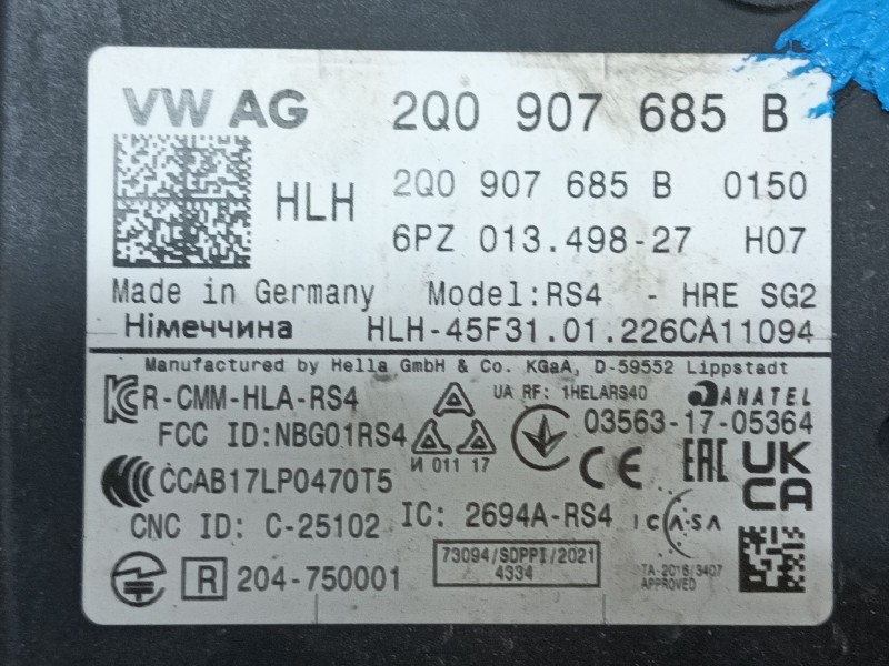 Recambio de modulo electronico para seat tarraco (kn2) 2.0 tdi referencia OEM IAM 2Q0907685B 6PZ01349827 