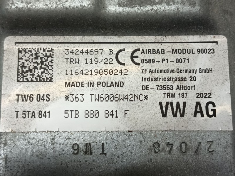 Recambio de airbag delantero izquierdo para seat tarraco (kn2) 2.0 tdi referencia OEM IAM 5TB880841F 34244697B 