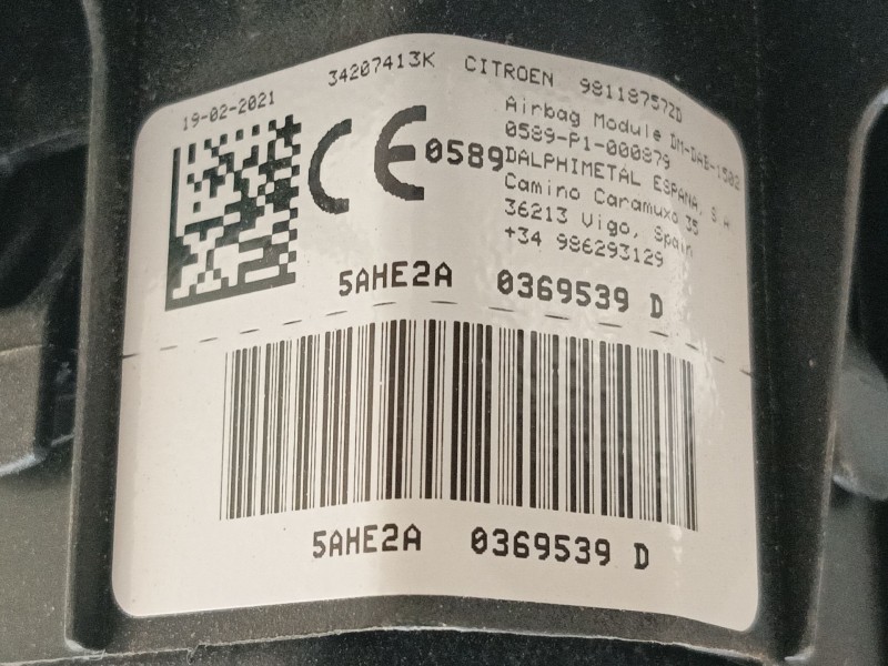 Recambio de airbag delantero izquierdo para citroën c3 aircross ii (2r_, 2c_) 1.2 puretech 110 (2rhnzb, 2rhnzw, 2rhnpx, 2rhnpj) 